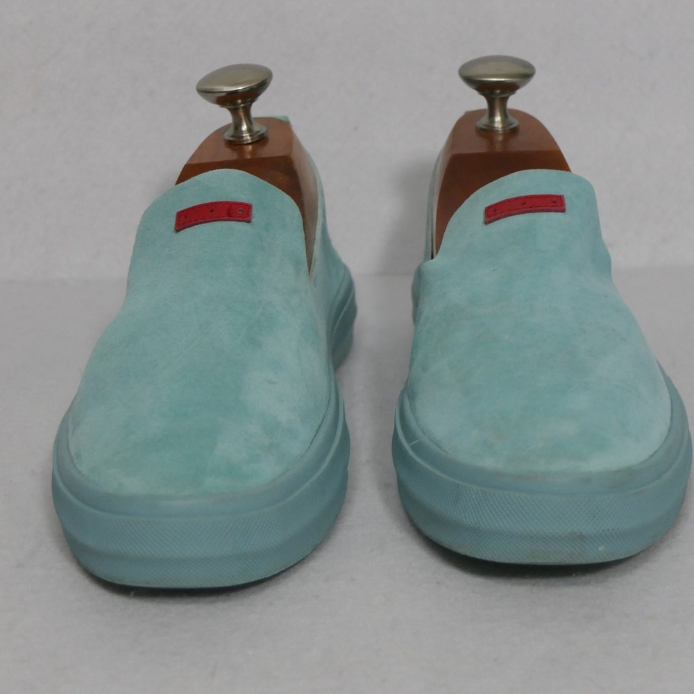 Savale Mens Glover‎ Shoes 6 Turquoise Blue Pig Suede Minimalist Loafer Slip On